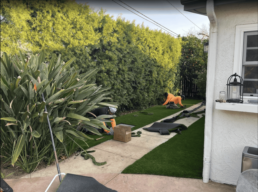 The VC Turf crew working on a yard installation