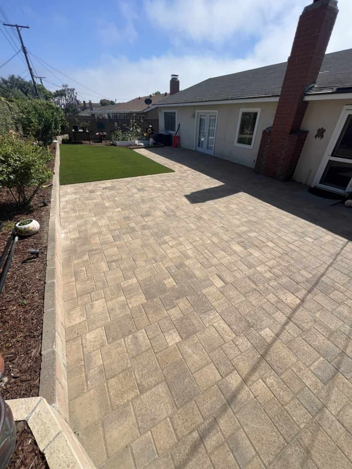 Backyard after the hardscape work