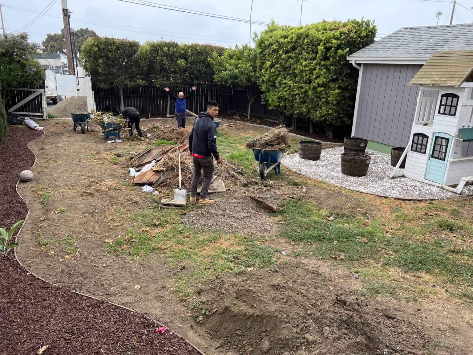 Backyard before artificial turf installation