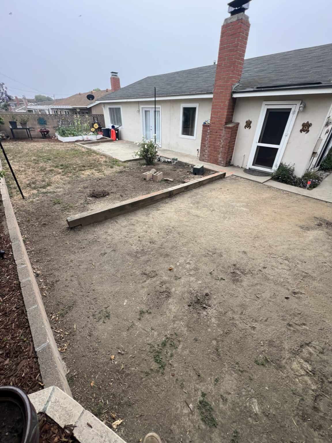 Backyard before the hardscape work